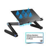 U-Kiss Table de Lit Pliable - Table Pliable en Alliage Aluminium Table de lit Compacte et Légère pour PC Portable, Plateau Support de Lecture inclinable pour canapé, Livre, Magazine et Petit Déjeuner