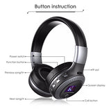 Casque Wireless Sans fil, EIVOTOR Casque Audio Pliable MP3 Lecteur, Écouteurs Stéréo Sport Intra-Auriculaires, Micro Oreillette Anti Bruit \- Hip-Hop \/ Bandeau Pliable Pivotant