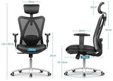 mfavour Siège Confortable Chaise de Bureau Fauteuil Ergonomique avec Accoudoirs Réglable Hauteur Appui-tête Ajustable Dossier Inclinable Soutien Lombaire Le Charge Max. 200kg