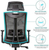 Amazon Brand – Umi.Chaise de Bureau Ergonomique-Fauteuil de Bureau avec Soutien au Niveau des Lombaires et Accoudoirs en Polyuréthane Réglables-Siège Rembourré-Capacité de Charge Maximale de 150kg