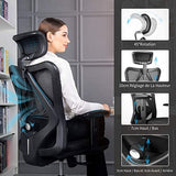 mfavour Siège Confortable Chaise de Bureau Fauteuil Ergonomique avec Accoudoirs Réglable Hauteur Appui-tête Ajustable Dossier Inclinable Soutien Lombaire Le Charge Max. 200kg