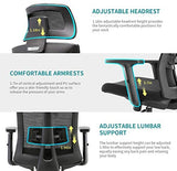 Amazon Brand – Umi.Chaise de Bureau Ergonomique-Fauteuil de Bureau avec Soutien au Niveau des Lombaires et Accoudoirs en Polyuréthane Réglables-Siège Rembourré-Capacité de Charge Maximale de 150kg