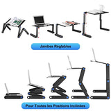 U-Kiss Table de Lit Pliable - Table Pliable en Alliage Aluminium Table de lit Compacte et Légère pour PC Portable, Plateau Support de Lecture inclinable pour canapé, Livre, Magazine et Petit Déjeuner