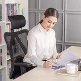 mfavour Siège Confortable Chaise de Bureau Fauteuil Ergonomique avec Accoudoirs Réglable Hauteur Appui-tête Ajustable Dossier Inclinable Soutien Lombaire Le Charge Max. 200kg