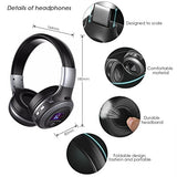 Casque Wireless Sans fil, EIVOTOR Casque Audio Pliable MP3 Lecteur, Écouteurs Stéréo Sport Intra-Auriculaires, Micro Oreillette Anti Bruit \- Hip-Hop \/ Bandeau Pliable Pivotant