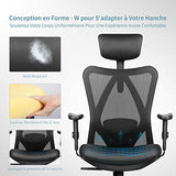 mfavour Siège Confortable Chaise de Bureau Fauteuil Ergonomique avec Accoudoirs Réglable Hauteur Appui-tête Ajustable Dossier Inclinable Soutien Lombaire Le Charge Max. 200kg