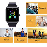 Montre Connectée,Willful Bluetooth Smartwatch Montre Sport Carte Sim de Soutien et Carte de TF Caméra avec Podomètre,Sommeil,Calories pour Samsung Sony Huawei Android pour Femme Homme Enfant Argent