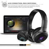 Casque Wireless Sans fil, EIVOTOR Casque Audio Pliable MP3 Lecteur, Écouteurs Stéréo Sport Intra-Auriculaires, Micro Oreillette Anti Bruit \- Hip-Hop \/ Bandeau Pliable Pivotant