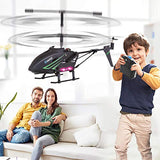 Vatos Mini télécommande dintérieur avec Gyroscope et lumière LED 3,5 canaux en Alliage pour Enfants et Adultes Micro RC Jouet dhélicoptère Noir