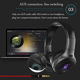 Casque Bluetooth ELEGIANT Oreillette Multifonction Stéréo sans fil Rechargeable Écouteur Headphones Affichage Numérique Mic\-Radio FM\/TF carte SD\/3.5mm Audio AUX pour appareils Bluetooth (noir)