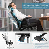 mfavour Siège Confortable Chaise de Bureau Fauteuil Ergonomique avec Accoudoirs Réglable Hauteur Appui-tête Ajustable Dossier Inclinable Soutien Lombaire Le Charge Max. 200kg