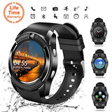 Montre Connectée, Bluetooth Smartwatch Montre Sport Carte Sim de Soutien et Carte de TF Caméra avec Podomètre,Sommeil, Calories pour Samsung Sony Huawei Android pour Femme Homme Enfant Noir