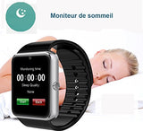 Montre Connectée,Willful Bluetooth Smartwatch Montre Sport Carte Sim de Soutien et Carte de TF Caméra avec Podomètre,Sommeil,Calories pour Samsung Sony Huawei Android pour Femme Homme Enfant Argent