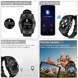 Montre Connectée, Bluetooth Smartwatch Montre Sport Carte Sim de Soutien et Carte de TF Caméra avec Podomètre,Sommeil, Calories pour Samsung Sony Huawei Android pour Femme Homme Enfant Noir
